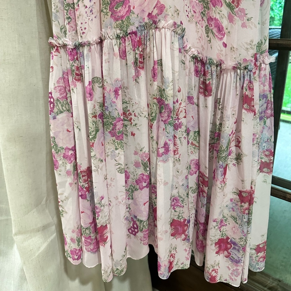 LoveShackFancy Shontelle Pink Tiered Ruffled Maxi Dress Barbie Garden Cottage 2 - Picture 4 of 7